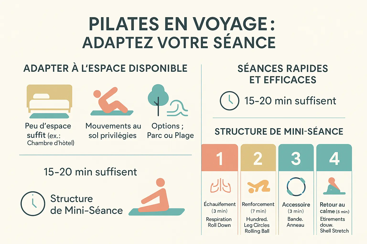 Illustration Pilates en voyage